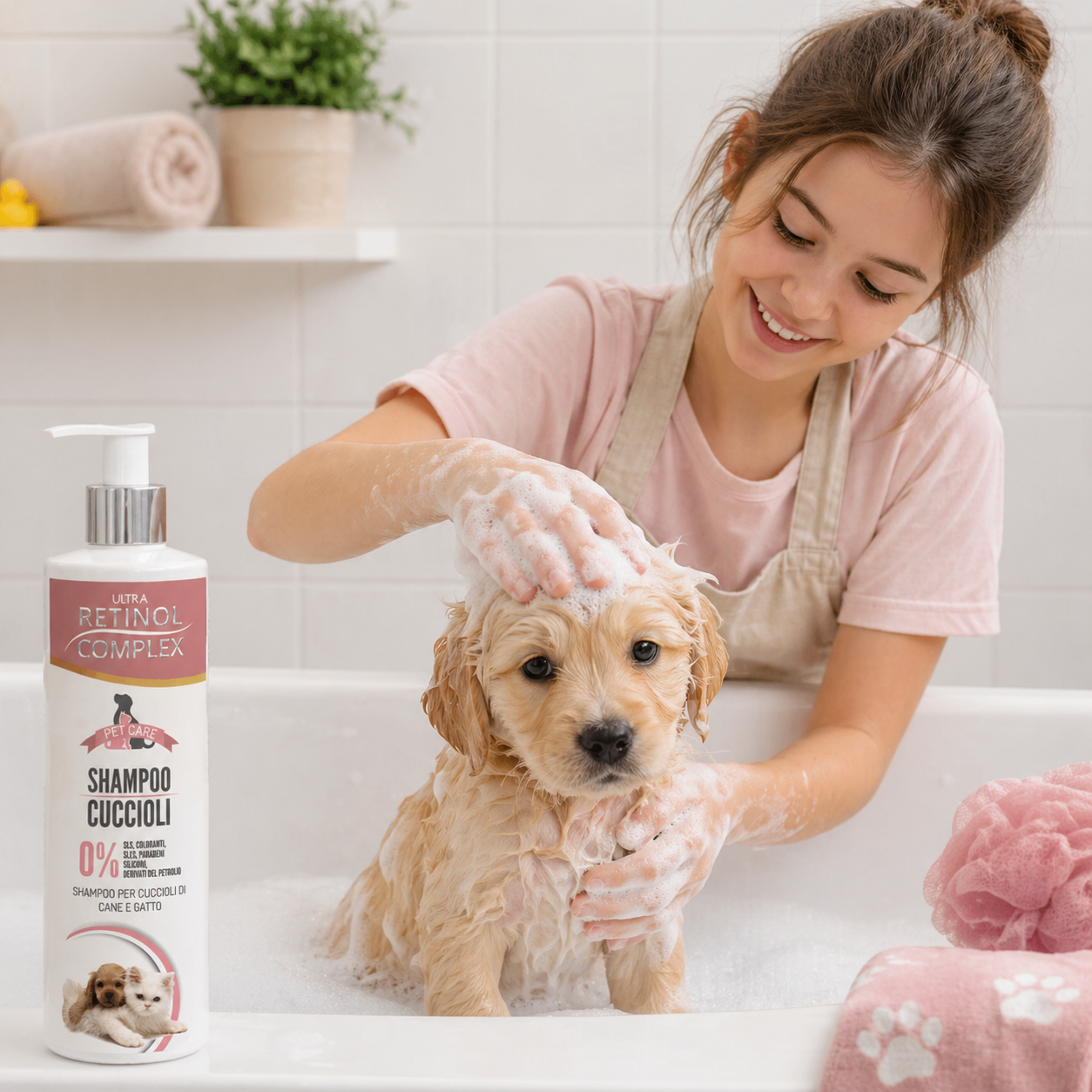 Champô para Cachorros 200ml | Ultra Retinol Complex® | Suave e Hipoalergénico | Cães e Gatos
