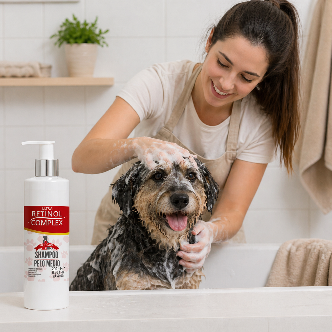 Champô para Animais de Estimação Pelo Médio 200ml | Ultra Retinol Complex® | Fórmula Suave | Cães e Gatos