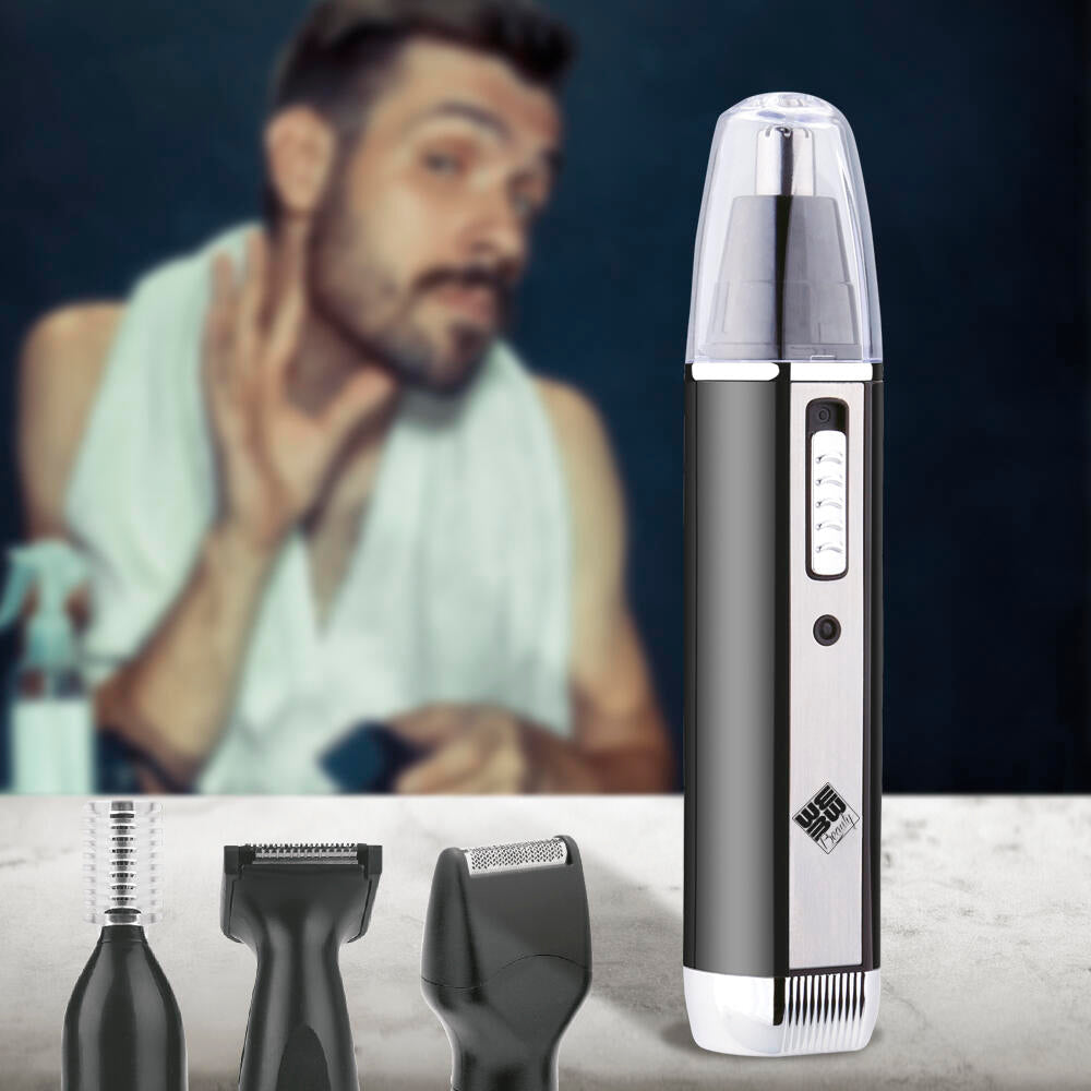 Set Cortapelo Recargable 4 en 1 | Nariz, Orejas, Barba y Cejas | Carga USB