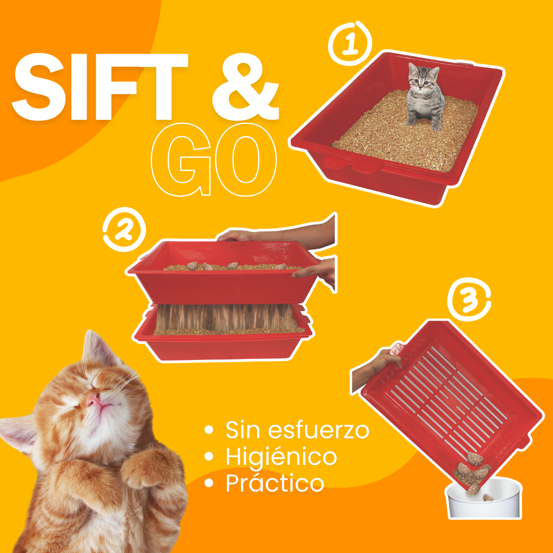 Sift & Go – Sistema de Limpieza para Arenero de Gatos | Juego de 3 Bandejas Reutilizables