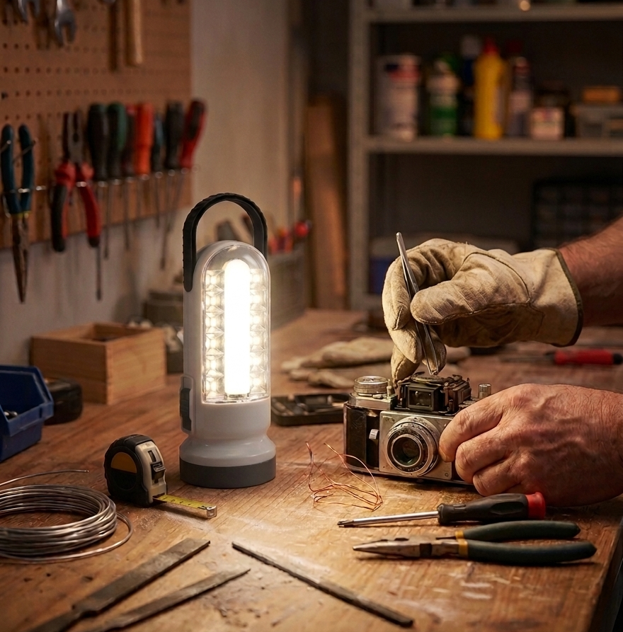 Lâmpada de Trabalho LED + COB 500 lm - Alcance 300 m - Gancho - Portátil - Stock Líder
