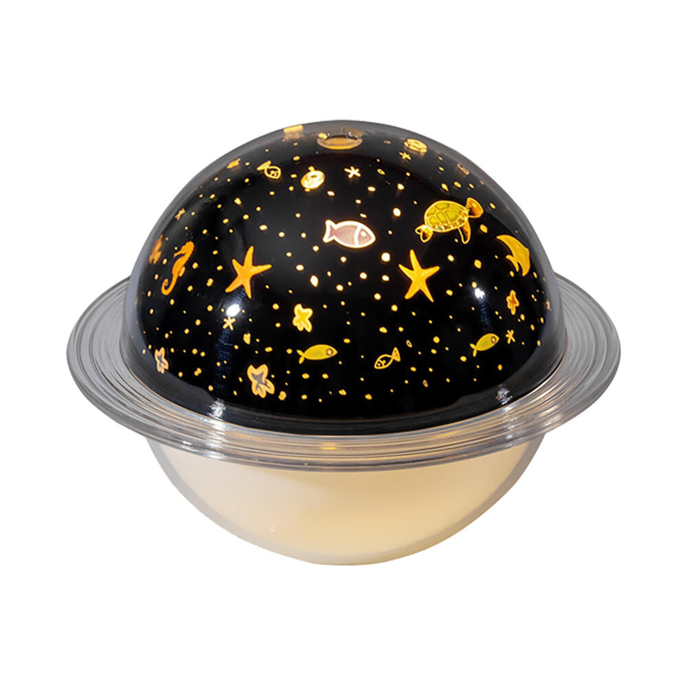 Humidificador e Candeeiro Projetor Saturno | Difusor de Óleos Essenciais | Base de Madeira