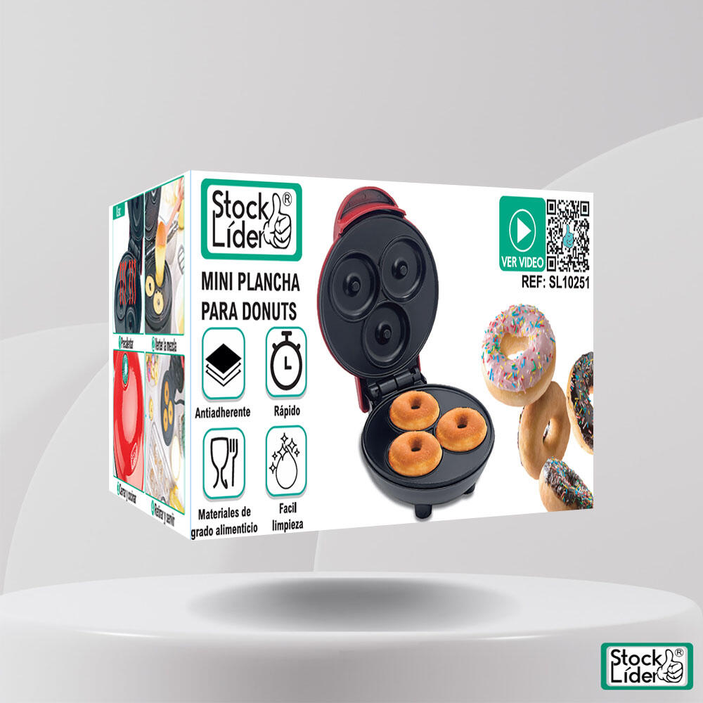 Mini Máquina de Donuts | 3 Rosquillas a la Vez | Antiadherente | Calefacción Doble