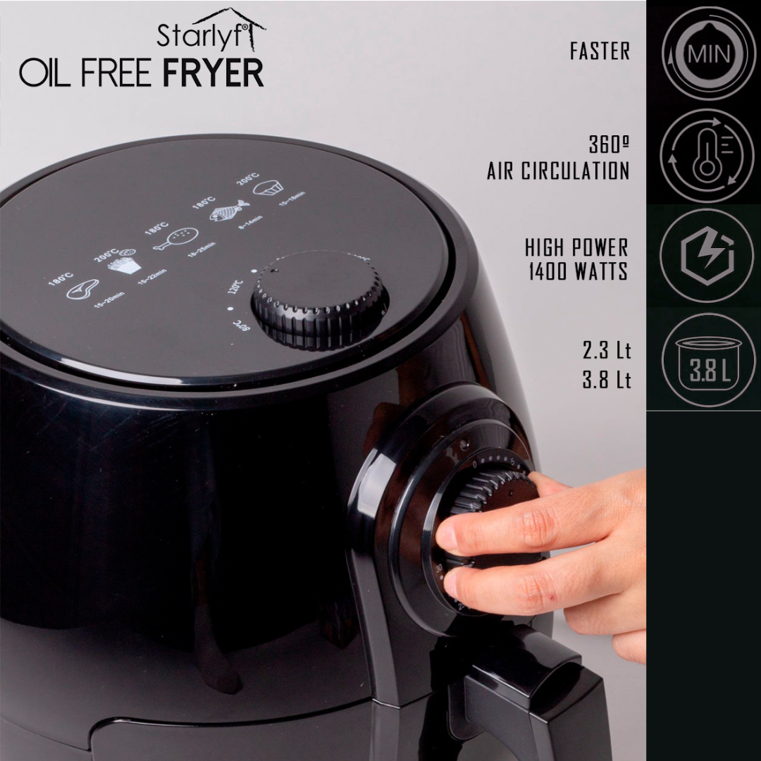 Freidora de Aire 360º | STARLYF Oil Free Fryer  | Fríe Sin Aceite | Capacidad 2.3L | 1400W