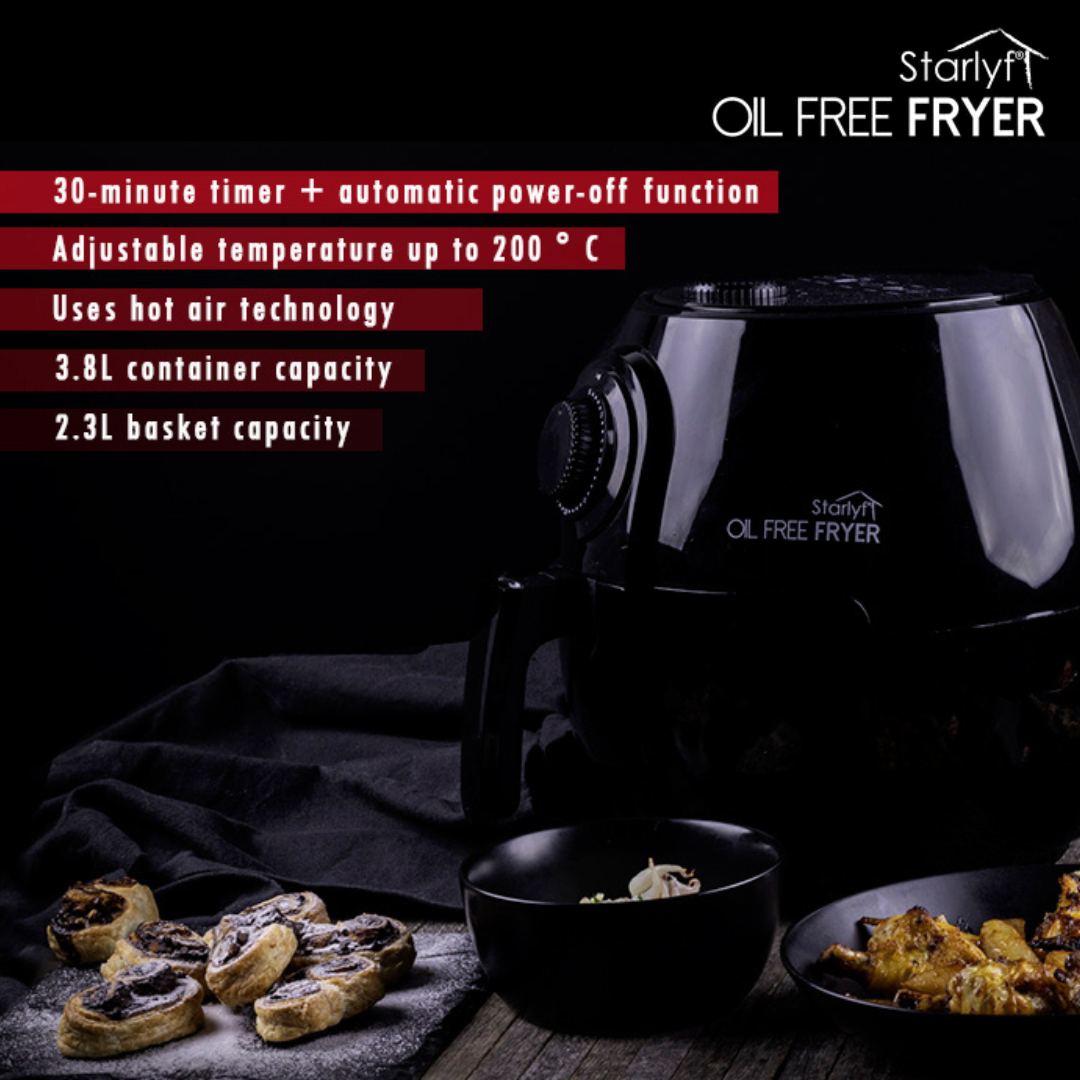 Freidora de Aire 360º | STARLYF Oil Free Fryer  | Fríe Sin Aceite | Capacidad 2.3L | 1400W