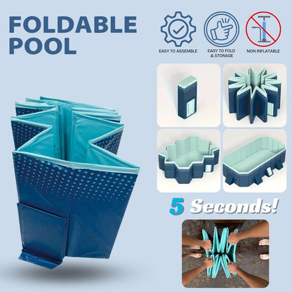 INDUSTEX Non-Inflatable Folding Swimming Pool - For Children and Pets - 180x110x50cm