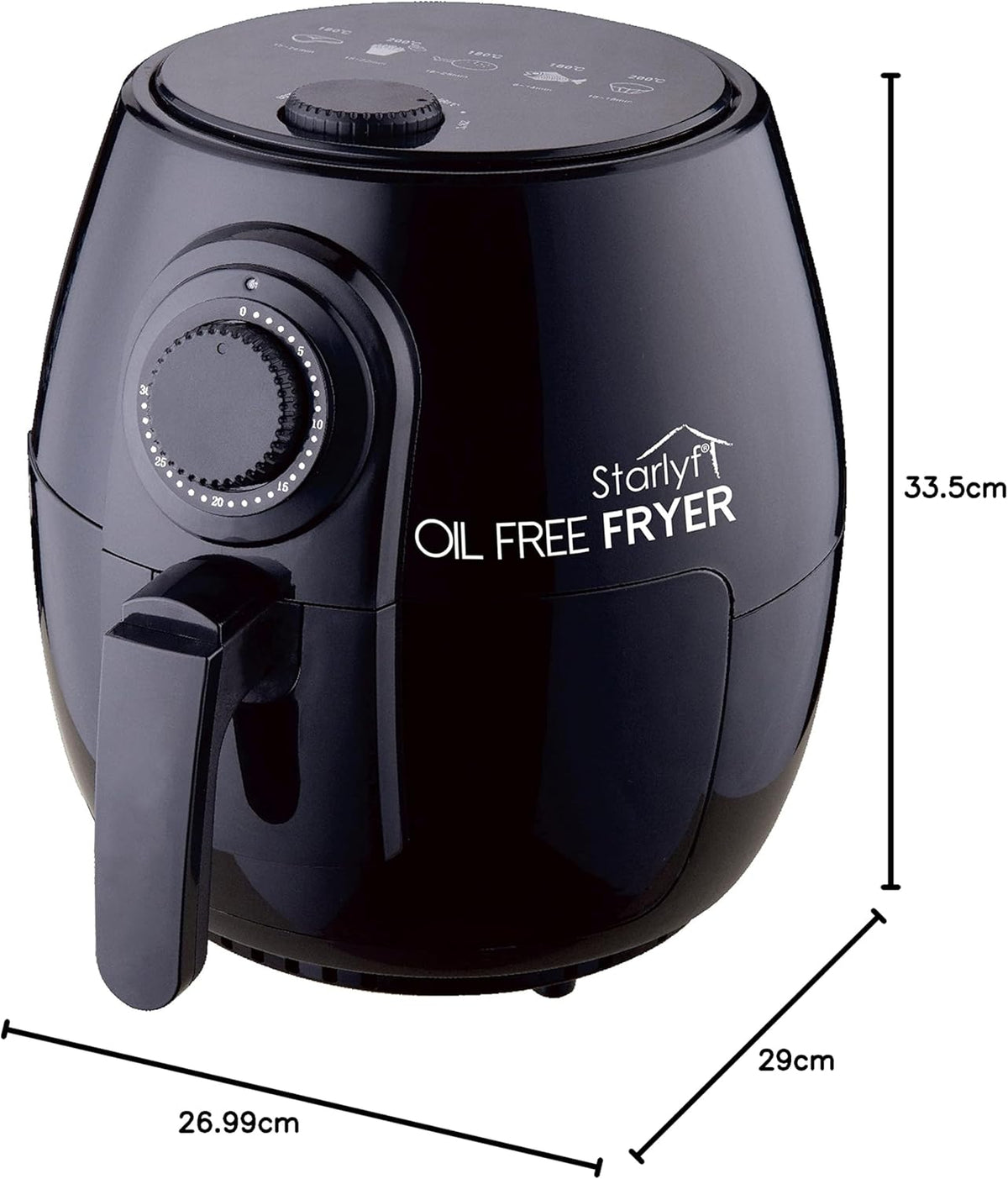 Freidora de Aire 360º | STARLYF Oil Free Fryer  | Fríe Sin Aceite | Capacidad 2.3L | 1400W