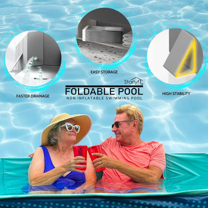 INDUSTEX Non-Inflatable Folding Swimming Pool - For Children and Pets - 180x110x50cm