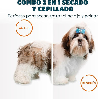 Secador e Escova para Animais de Estimação 2 em 1 | Recarregável por USB | Cuidado e Secagem Rápida