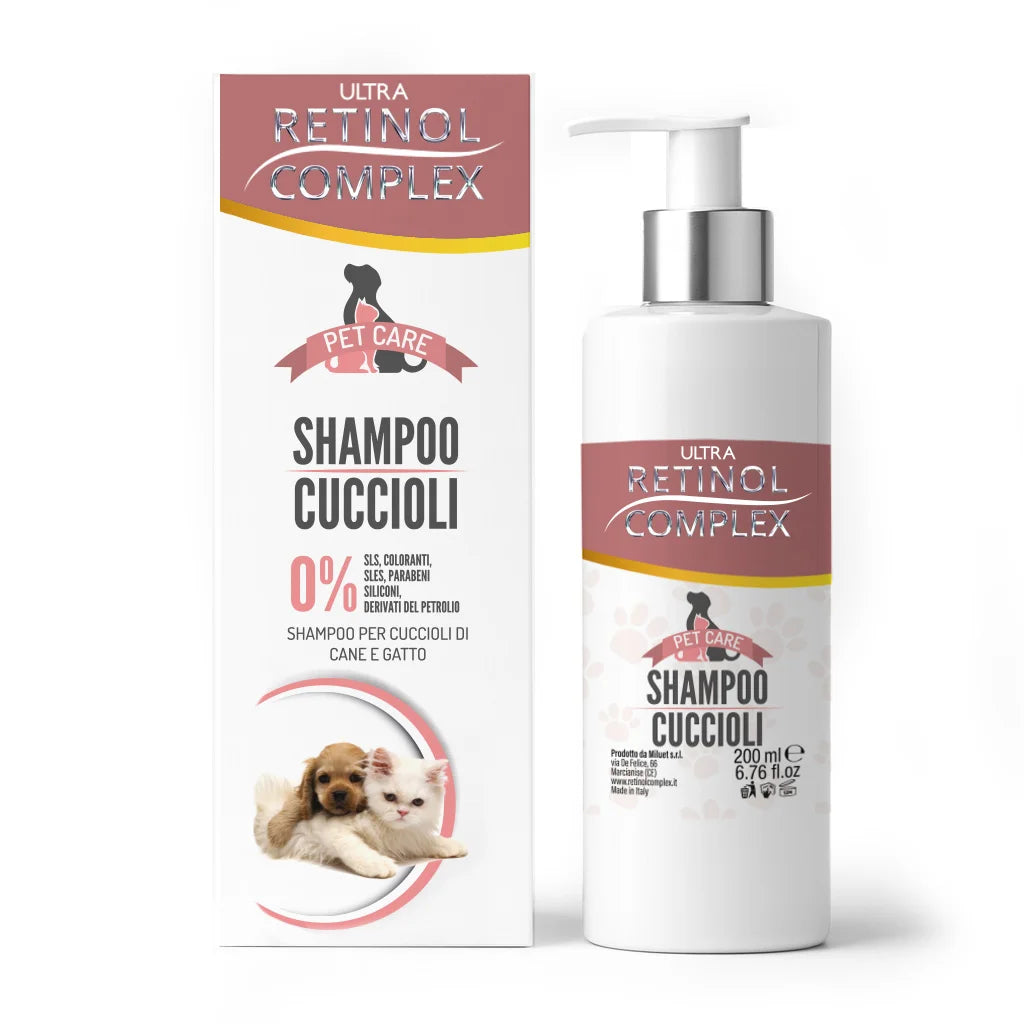 Champô para Cachorros 200ml | Ultra Retinol Complex® | Suave e Hipoalergénico | Cães e Gatos