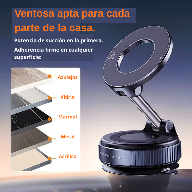 Soporte Magnético para Móvil con Succión al Vacío | Rotación 360°