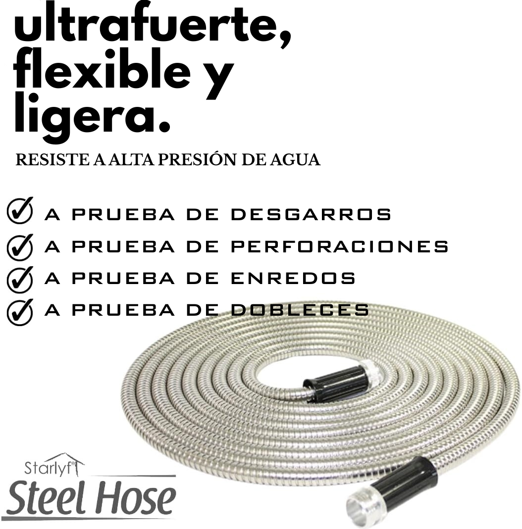 STARLYF STEEL HOSE | Mangueira de Aço Inoxidável 7,62 metros | Ultra Resistente