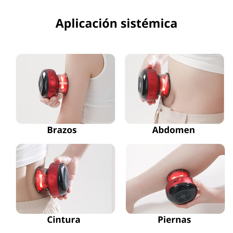 Massajador com Ventosa Recarregável USB-C | 3 Níveis de Sucção | Fototerapia | LCD