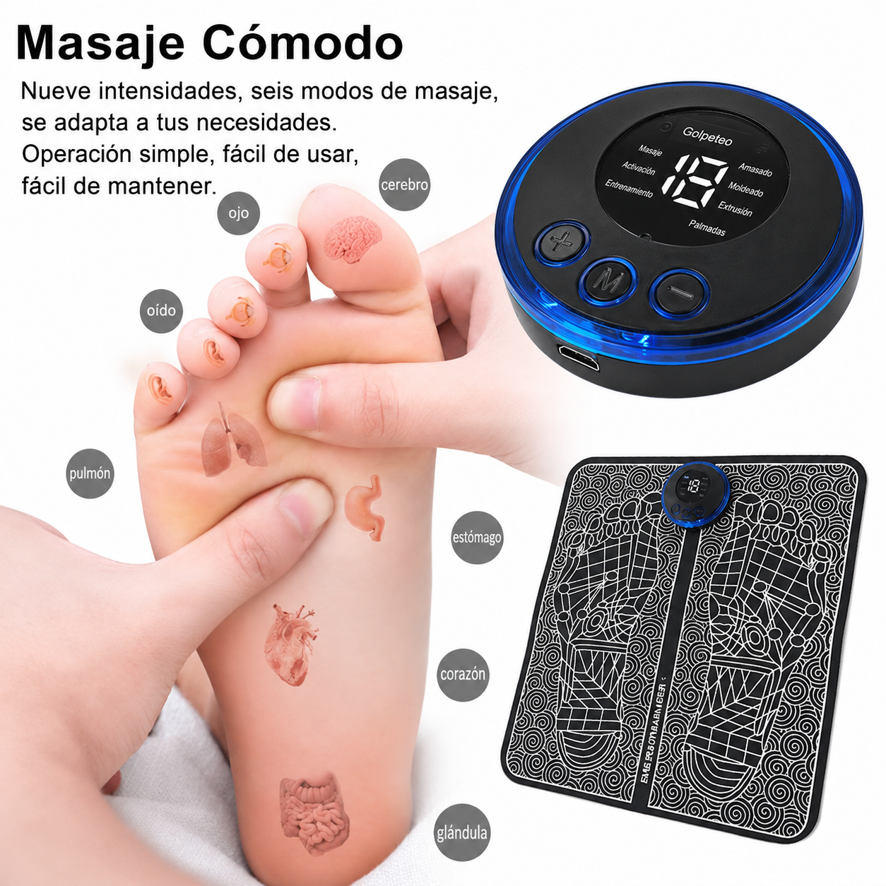 Massajador de Pés Elétrico com Tecnologia EMS - Relaxamento Total