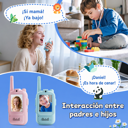 Walkie Talkie Infantil con Videollamada | Cámara HD, Cambiador de Voz y Carga USB-C