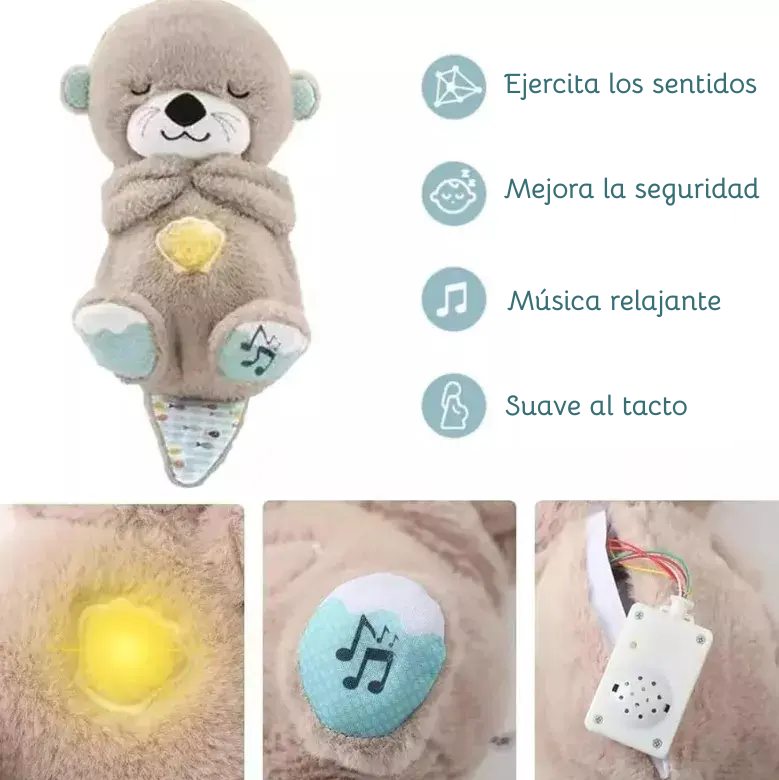 Otter la Nutria que Respira – Peluche Interactivo con Música Relajante y Suave Luz