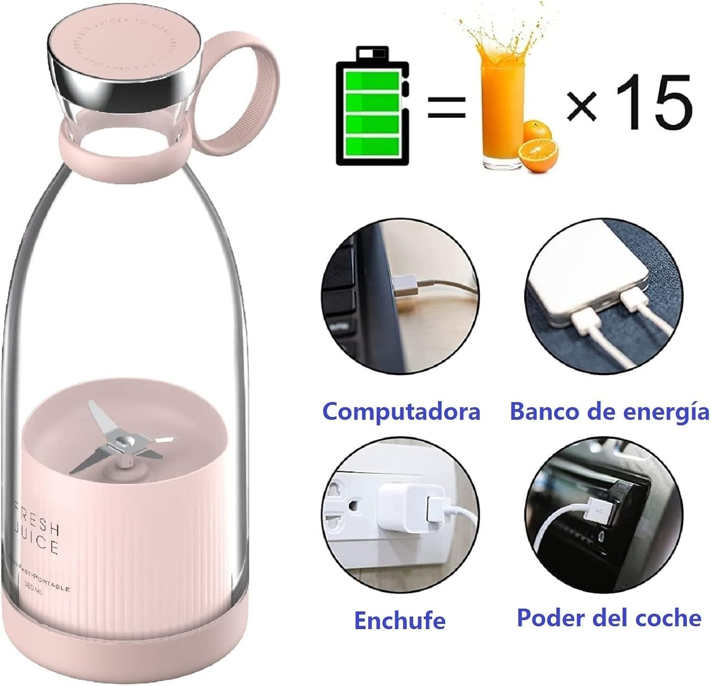 Liquidificador Portátil Recarregável USB - Batidos e Smoothies Saudáveis