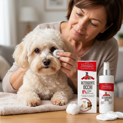 Limpeza de Olhos para Animais de Estimação 100ml | Retinol Complex® | Remela e Manchas | Cães e Gatos