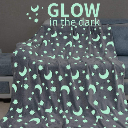 Manta Fluorescente no Escuro | 100% Poliéster | 120x150 cm | Cinzento e Rosa