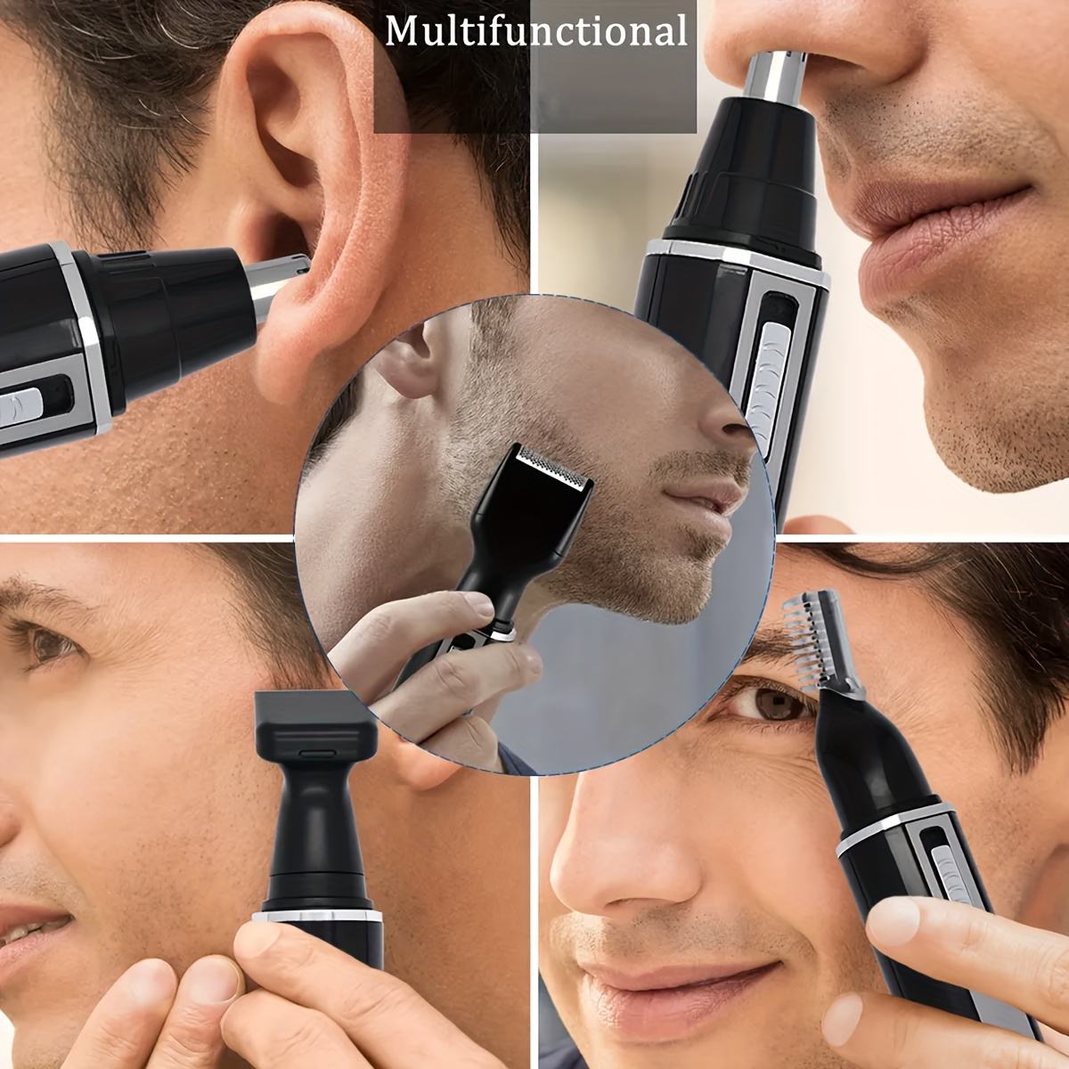 Set Cortapelo Recargable 4 en 1 | Nariz, Orejas, Barba y Cejas | Carga USB
