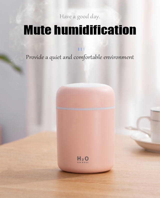 Humidificador LED 7 Colores | 300ml | Silencioso | Apagado Automático | Rosa