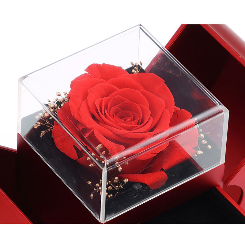 Caja Joyero Rosa Eterna - Alhajero con Forma de Manzana Roja - Romántico