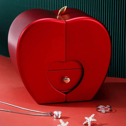 Caja Joyero Rosa Eterna - Alhajero con Forma de Manzana Roja - Romántico