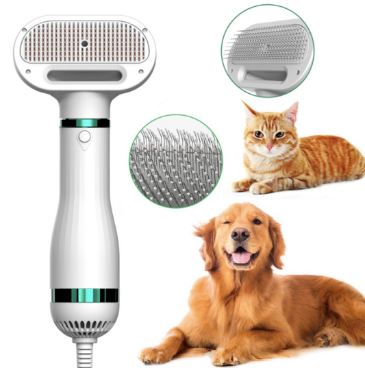 Secador-Cepillo para Mascotas 2 en 1 | Recargable USB | Cuidado y Secado Rápido