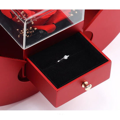 Caja Joyero Rosa Eterna - Alhajero con Forma de Manzana Roja - Romántico