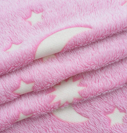 Manta Fluorescente no Escuro | 100% Poliéster | 120x150 cm | Cinzento e Rosa
