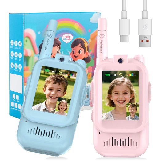 Walkie Talkie Infantil con Videollamada | Cámara HD, Cambiador de Voz y Carga USB-C