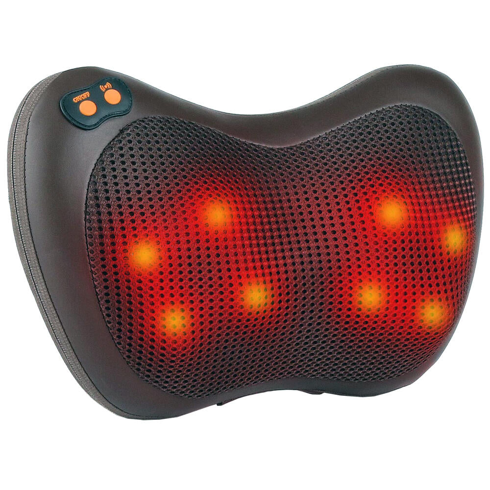 Cojín Masaje Shiatsu Portátil con Calor | 8 Cabezales | 3 Velocidades | Cuello y Espalda