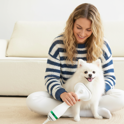 Secador e Escova para Animais de Estimação 2 em 1 | Recarregável por USB | Cuidado e Secagem Rápida