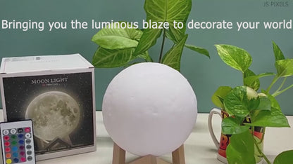 3D Moon Lamp 16 Colors - Remote Control