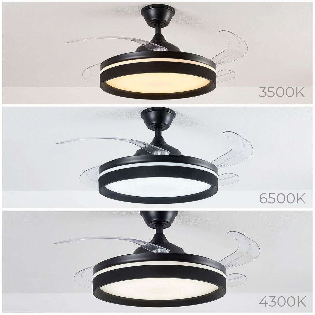 Ventilador de Techo con Luz LED InnovaGoods | 4 Aspas Retráctiles | Motor DC | Mando