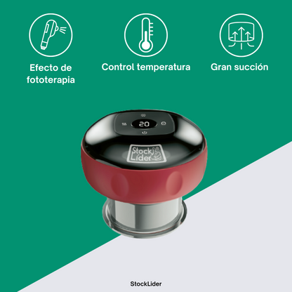 Massajador com Ventosa Recarregável USB-C | 3 Níveis de Sucção | Fototerapia | LCD