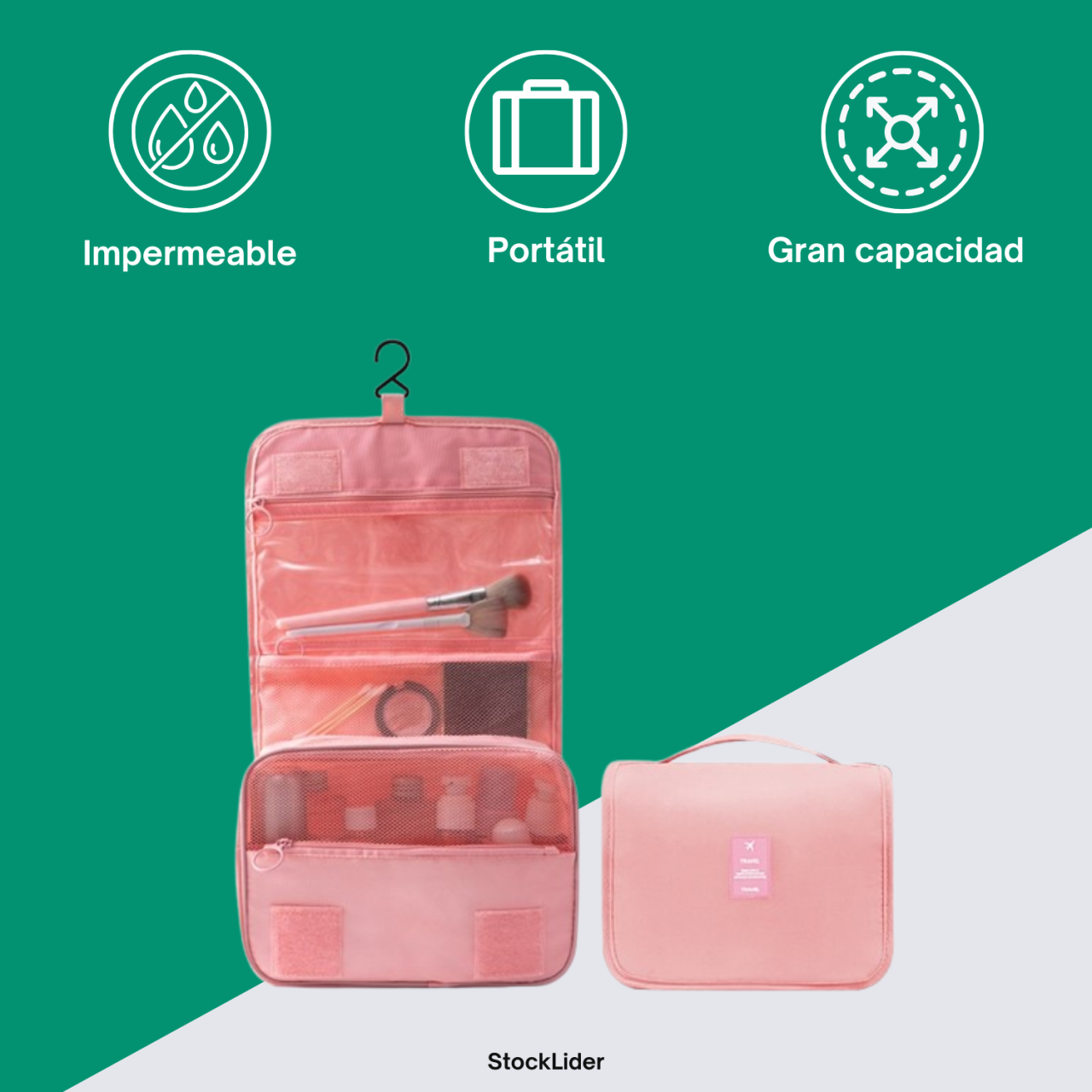 Bolsa de Higiene Pessoal Dobrável Impermeável TPU para Viagem | Gancho | Vários Compartimentos
