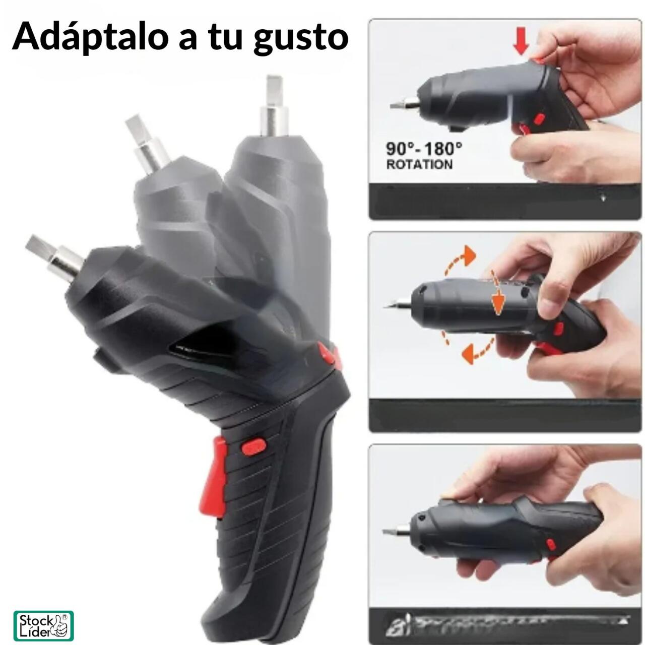 Destornillador Eléctrico Sin Cables | Luz LED | Mango Giratorio 90°-180° | 47 piezas