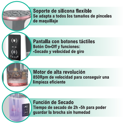 Limpador de Pincéis Elétrico 3 em 1 | 850 rpm - 5 Velocidades - USB | Stock Líder