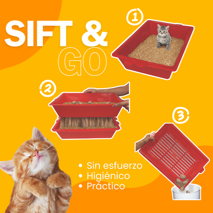 Sift & Go – Sistema de Limpieza para Arenero de Gatos | Juego de 3 Bandejas Reutilizables