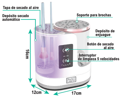 Limpador de Pincéis Elétrico 3 em 1 | 850 rpm - 5 Velocidades - USB | Stock Líder