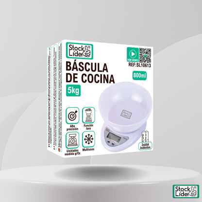 Digital Kitchen Scale with 800ml Bowl - Up to 5kg - Tare Function