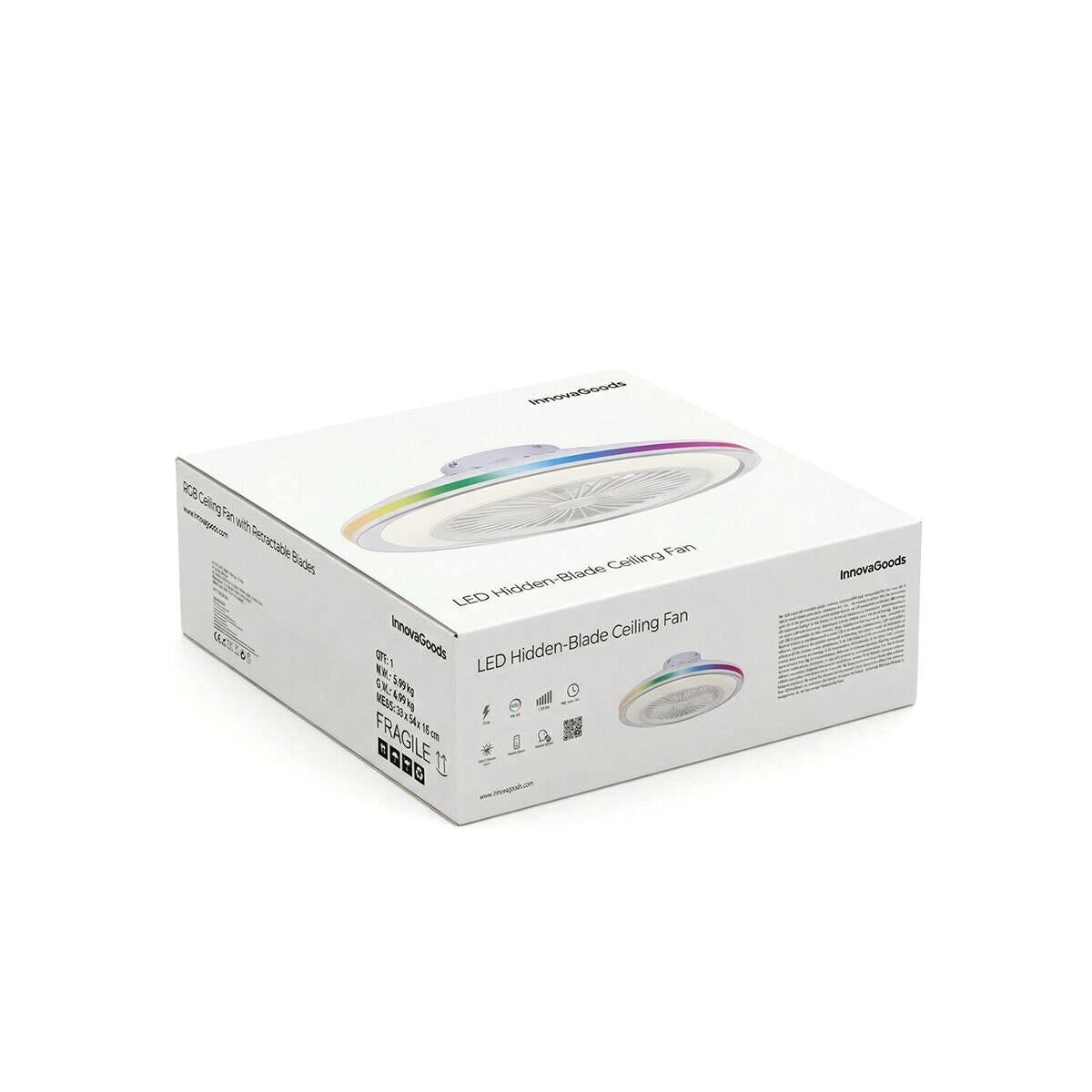Ventilador de Techo con Luz LED RGB  | Aspas Ocultas | Motor DC | Mando | Nexory InnovaGoods