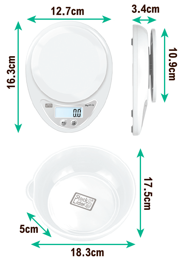 Digital Kitchen Scale with 800ml Bowl - Up to 5kg - Tare Function