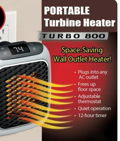 Calentador Portátil Cerámico Turbo 800W | Termostato Digital y Mando a Distancia