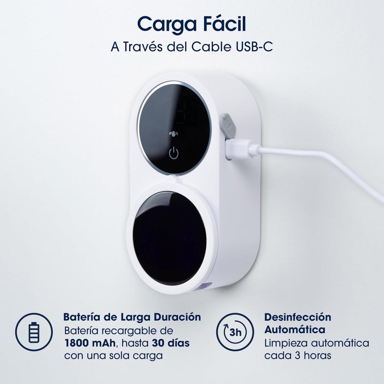 Soporte para Cepillo de Dientes con Esterilizador | Luz UV-C + UVA, LCD y USB-C | Stock Líder