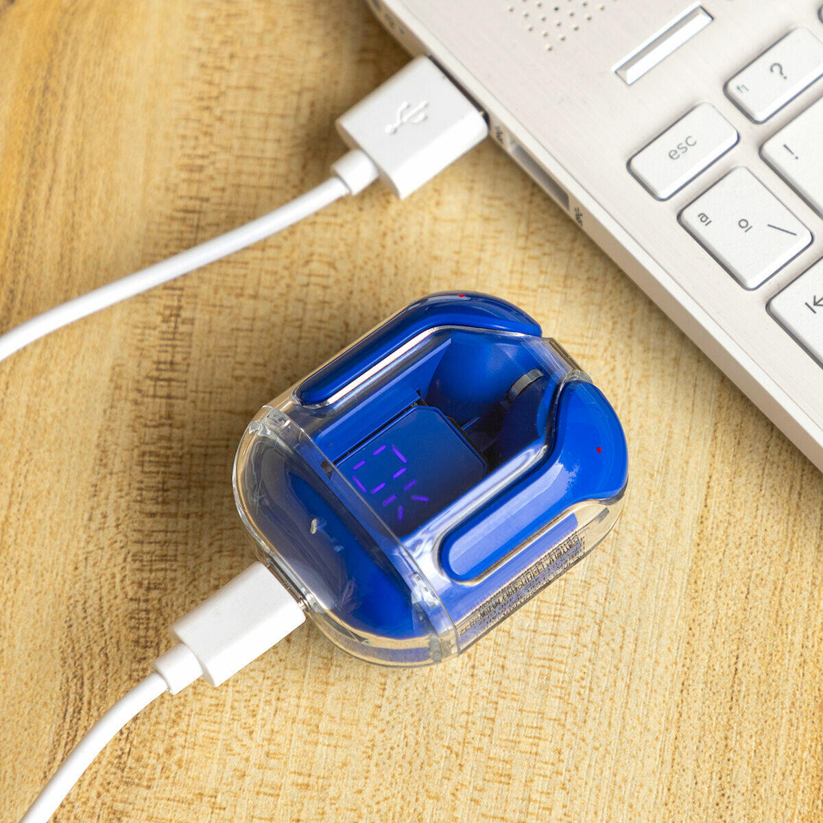 Auriculares Bluetooth 5.0 com Estojo de Carregamento e Ecrã LCD - InnovaGoods