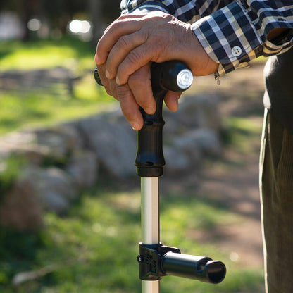 Extendable Walking Stick with LED, Alarm and Clips - 6 Heights - Up to 70kg