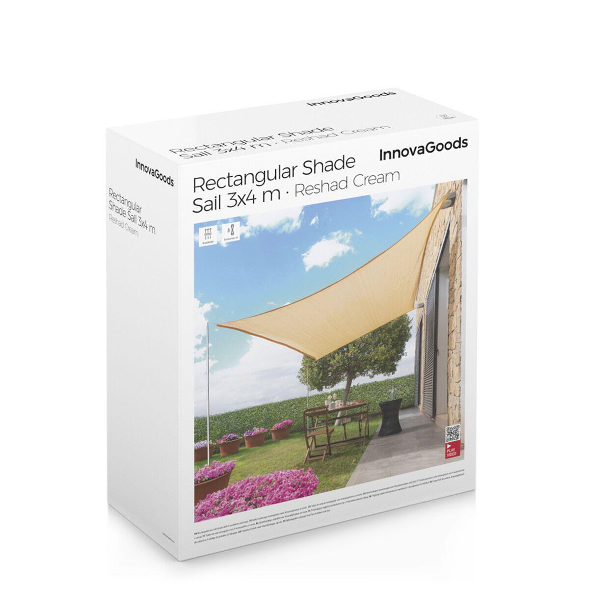 Toldo Vela de Sombra Retangular - Proteção UV 3x4 m | Cinzento e Bege | Reshad InnovaGoods