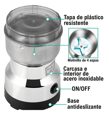 Moedor de Café Elétrico 150W | 4 Lâminas de Aço Inoxidável | Especiarias e Ervas